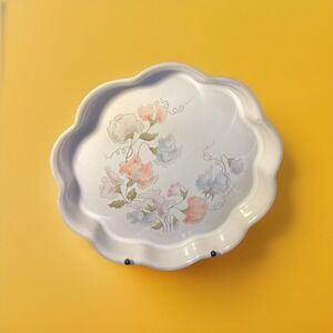 Denby Dauphine Floral Scalloped Dessert/Quiche Dish 9.5" England Vintage‎ China